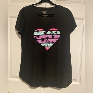 No Boundaries Black Tee with Heart Graphic